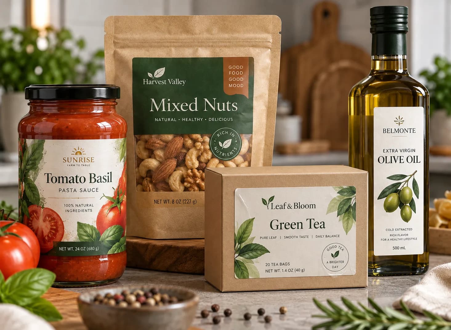 Food jar with a clean printed label and ingredient panel